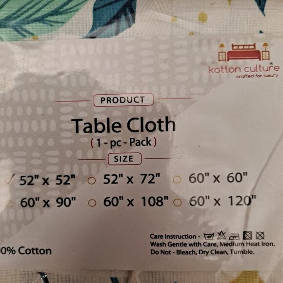 100% cotton table cloth 6-8 people 52x52 Tropocal Floral - Picture 4 of 8